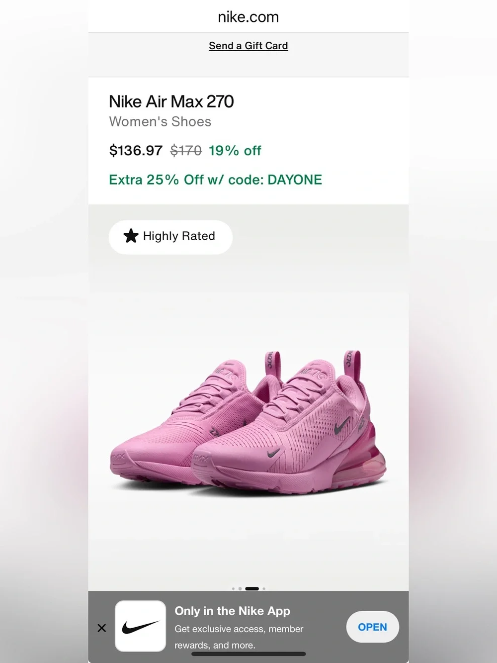Nike Women’s Air Max 270 Sneakers - Pink